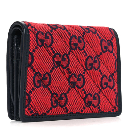 Gucci Monogram Multicolor Matelasse Diagonal Floral Embroidered  GG Marmont Card Case Wallet Red Blue Multicolor 3 of 7