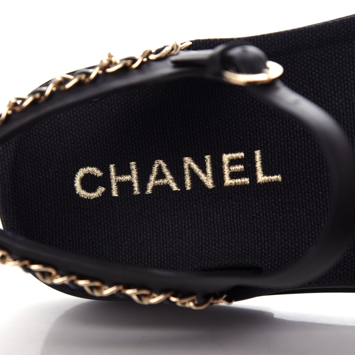 Chanel Calfskin Chain Platform Sandals 37 Black 8 of 11