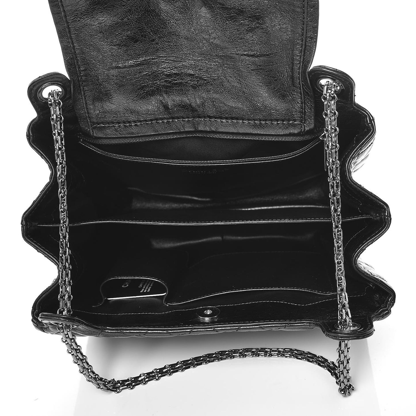 Metallic Aged Calfskin Quilted Reissue 2.55 Accordion Flap Black