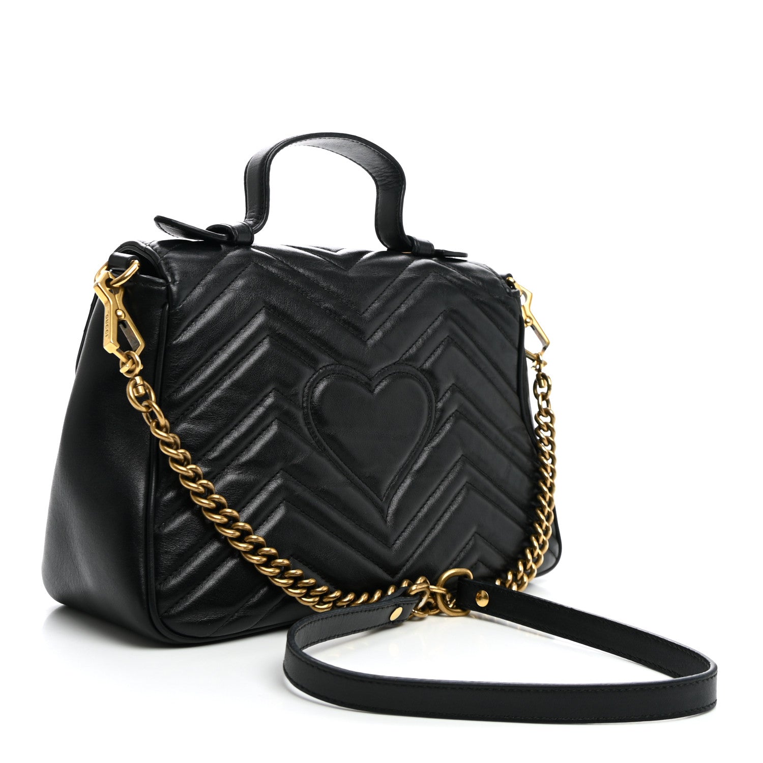 Gucci Calfskin Matelasse Small GG Marmont Top Handle Black 2 of 9
