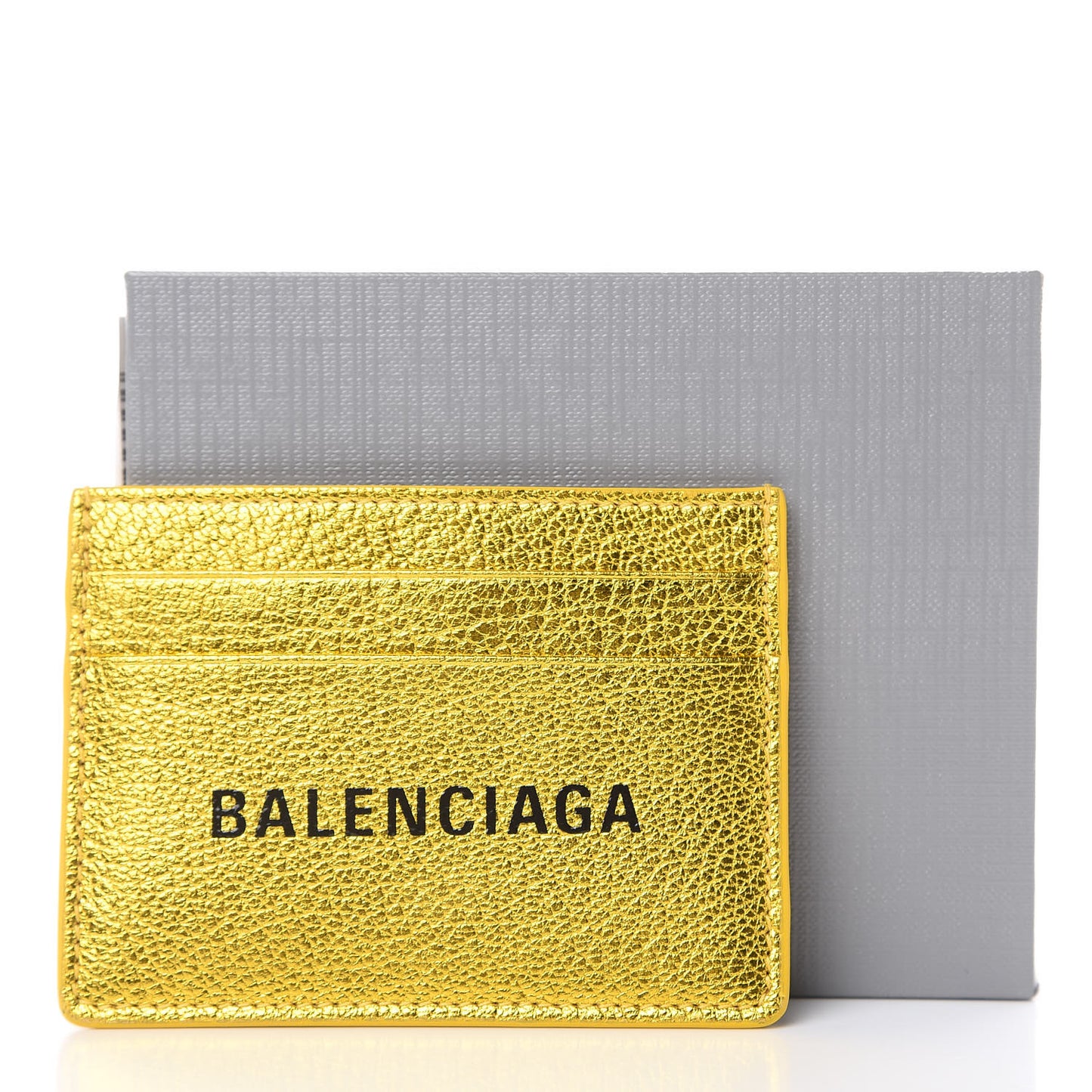 Metallic Goatskin Logo Everyday Multi Card Case Oro Black