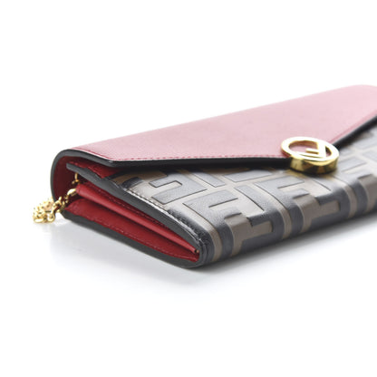 Fendi Vitello Cruise F is Fendi Bi-Color FF 1974 Embossed Continental Envelope Wallet On Chain Maya Black Fragola 6 of 11
