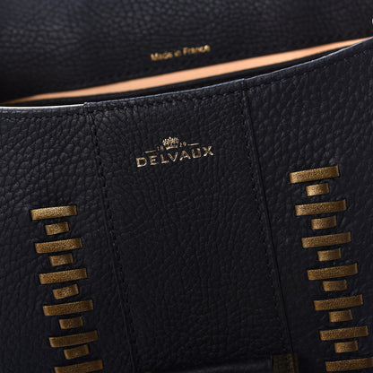 Delvaux Crispy Calfskin Tribal Stitch Mini Brillant Satchel Black Bronze 7 of 9
