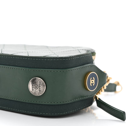 Chanel Calfskin Grosgrain Stitched Button Up Camera Case Green 11 of 12