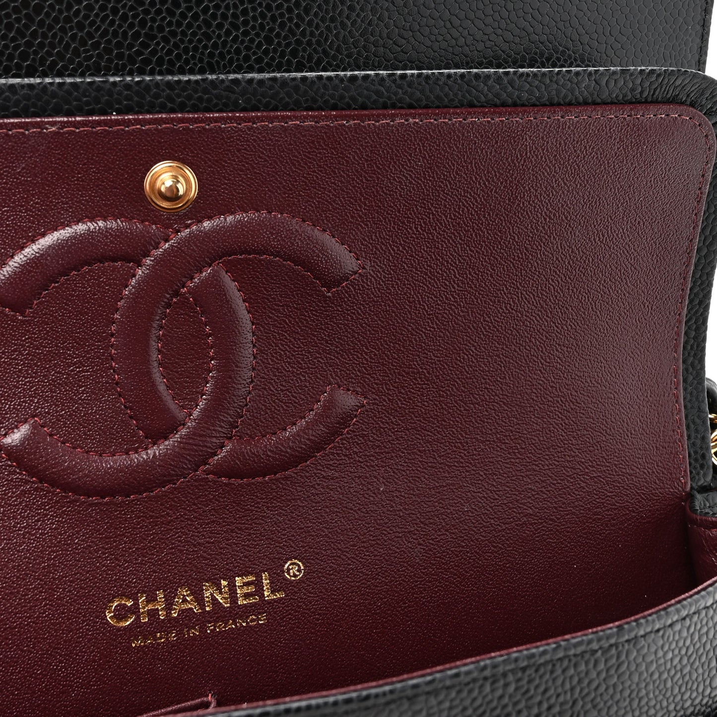 Caviar Quilted Medium Double Flap Black
