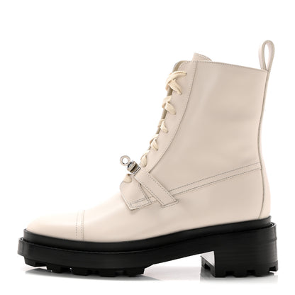 Hermes Glossed Calfskin Funk Ankle Boots 38.5 Beige Glaise 1 of 10