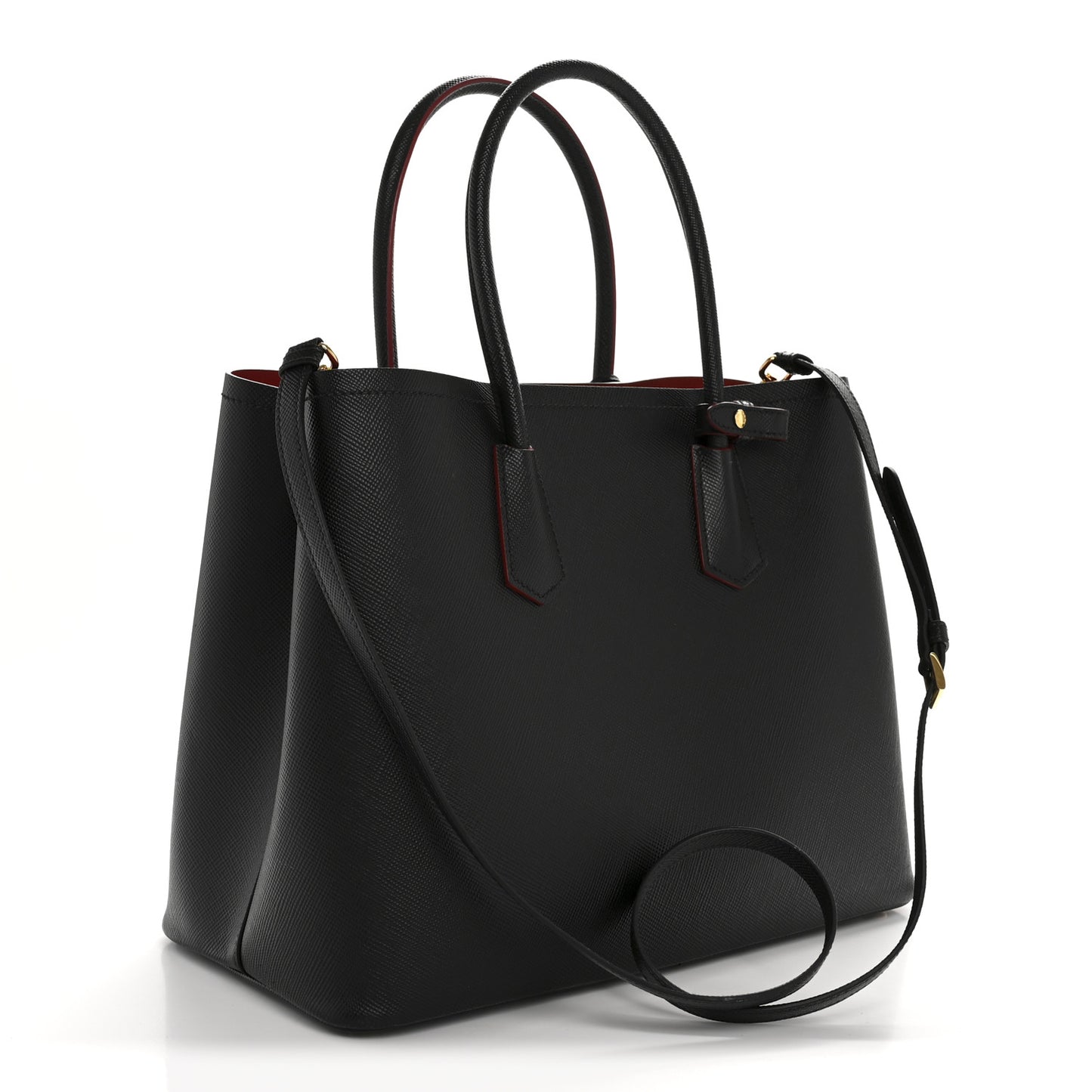 Saffiano Cuir Large Double Bag Black Fuoco