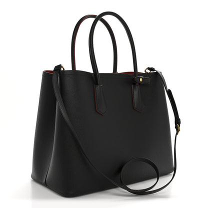 Prada Saffiano Cuir Large Double Bag Black Fuoco 3 of 12