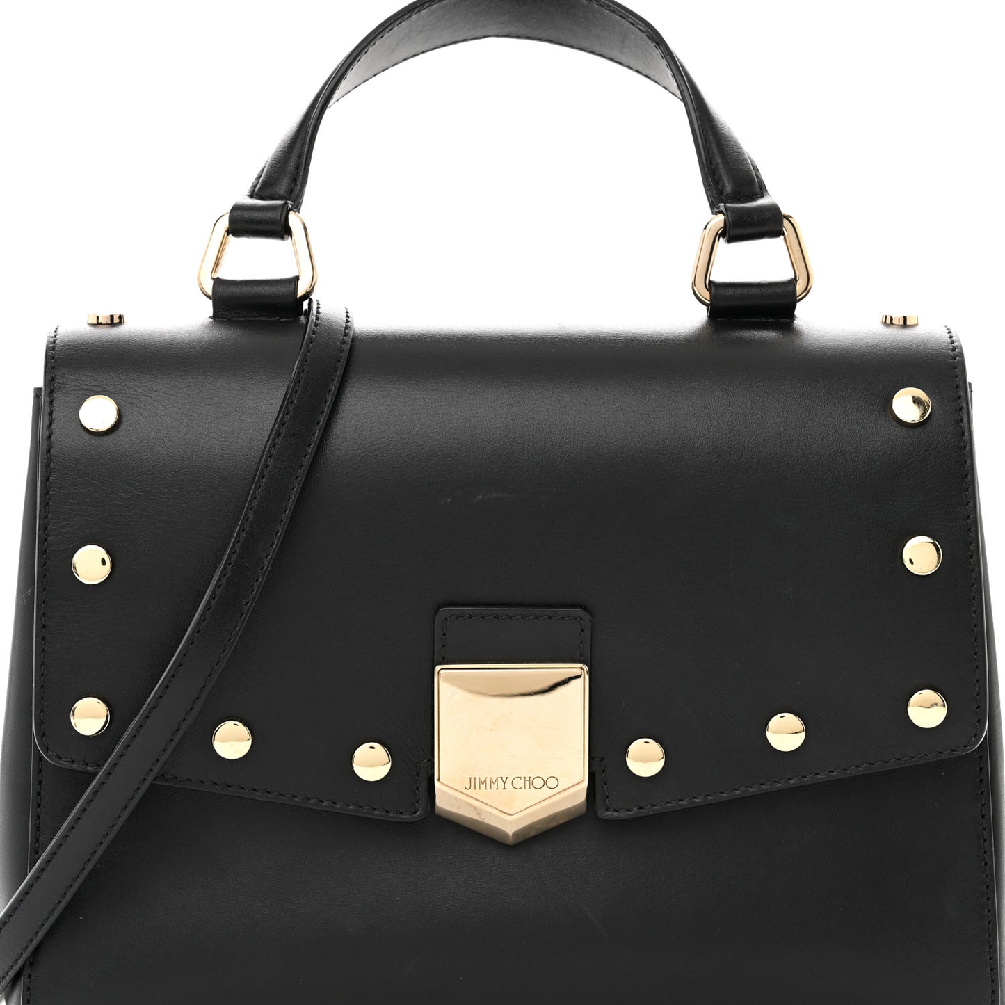 Smooth Calfskin Studded Lockett Shoulder Bag Black
