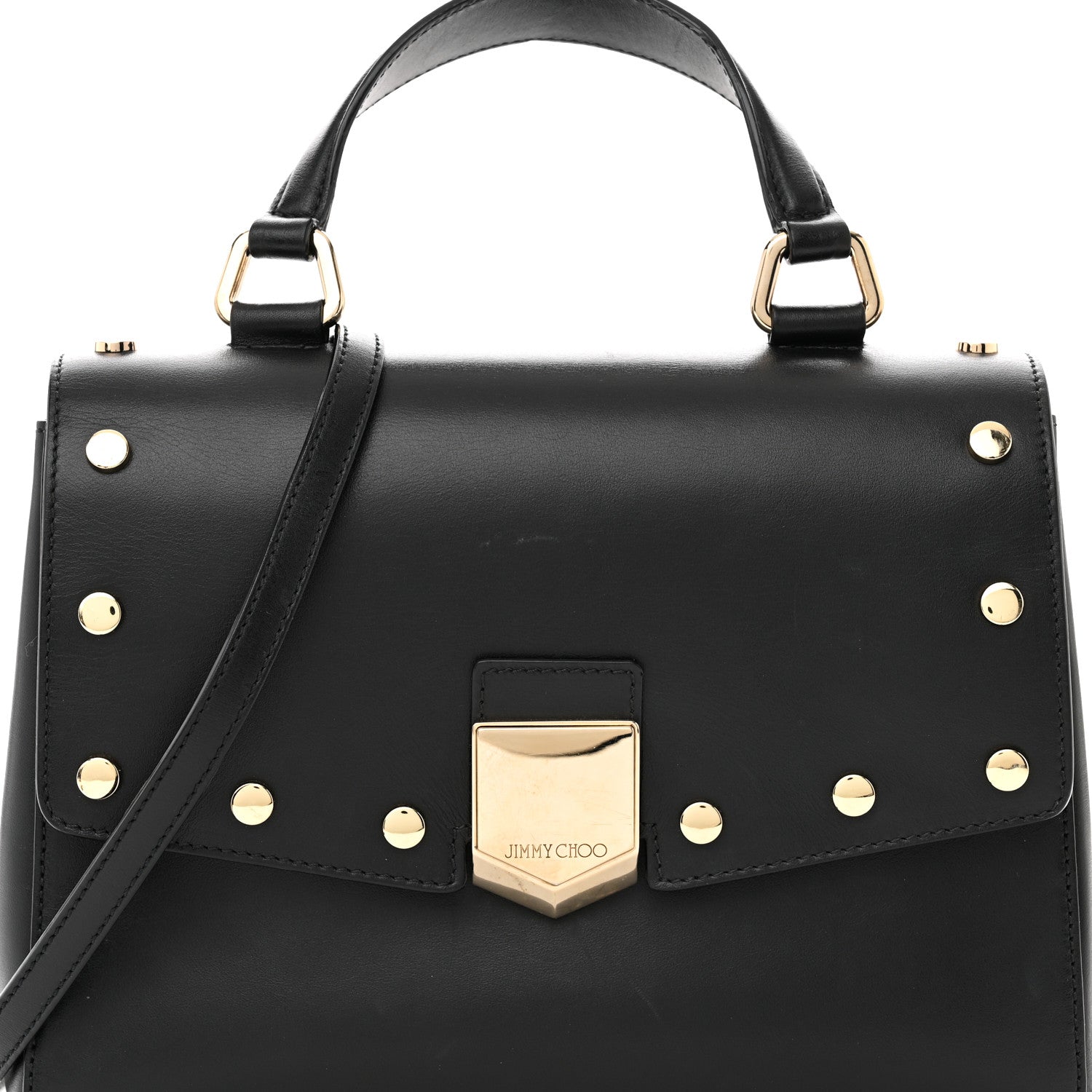 Jimmy Choo Smooth Calfskin Studded Lockett Shoulder Bag Black 7 of 11