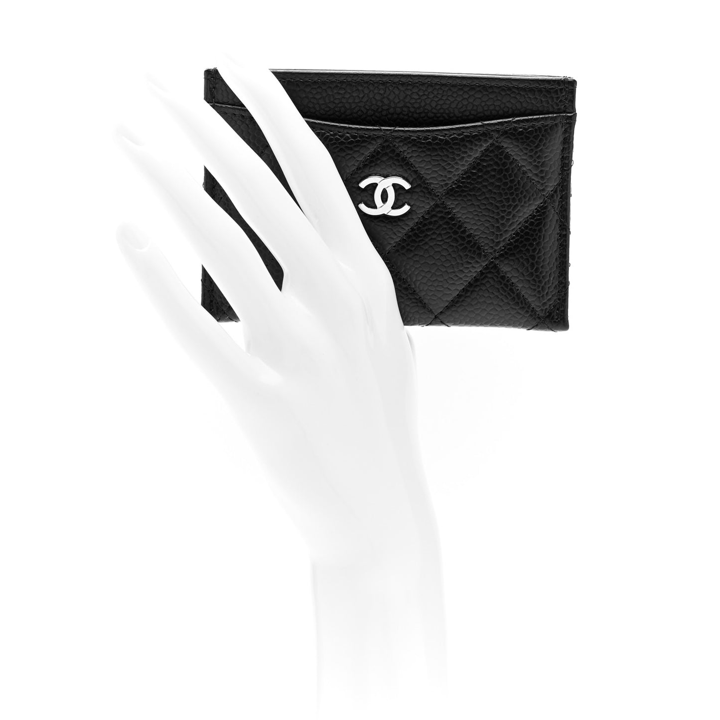 Caviar Quilted Card Holder Black