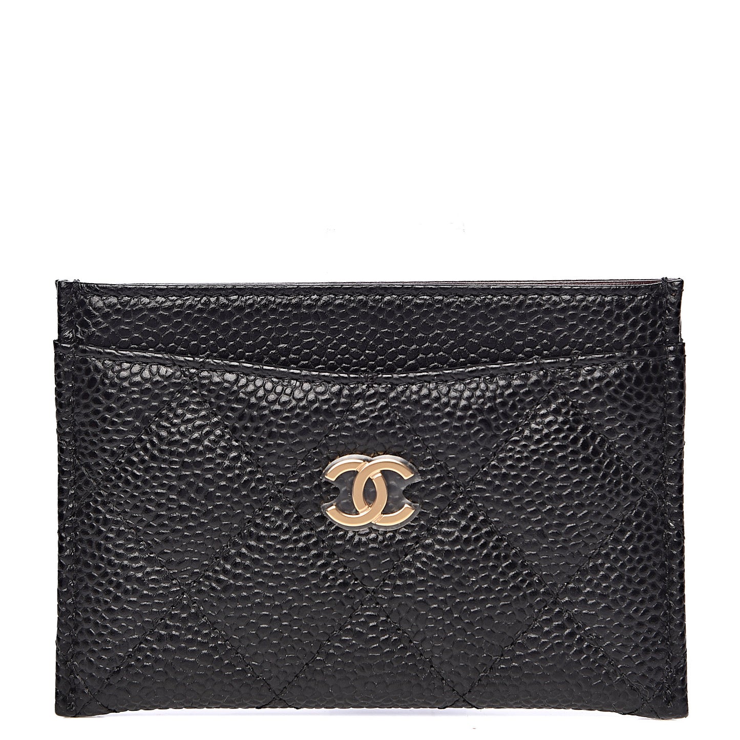 Caviar Quilted Card Holder Black