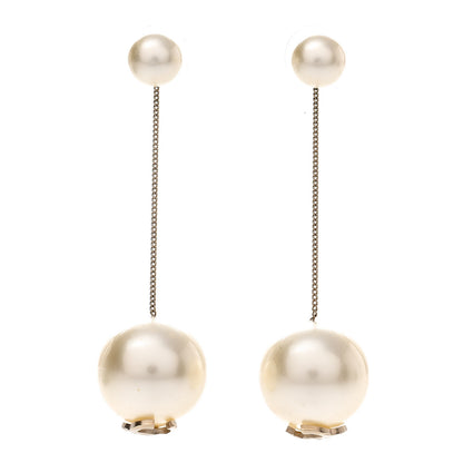 Chanel Pearl CC Chain Drop Earrings Gold 1 of 4