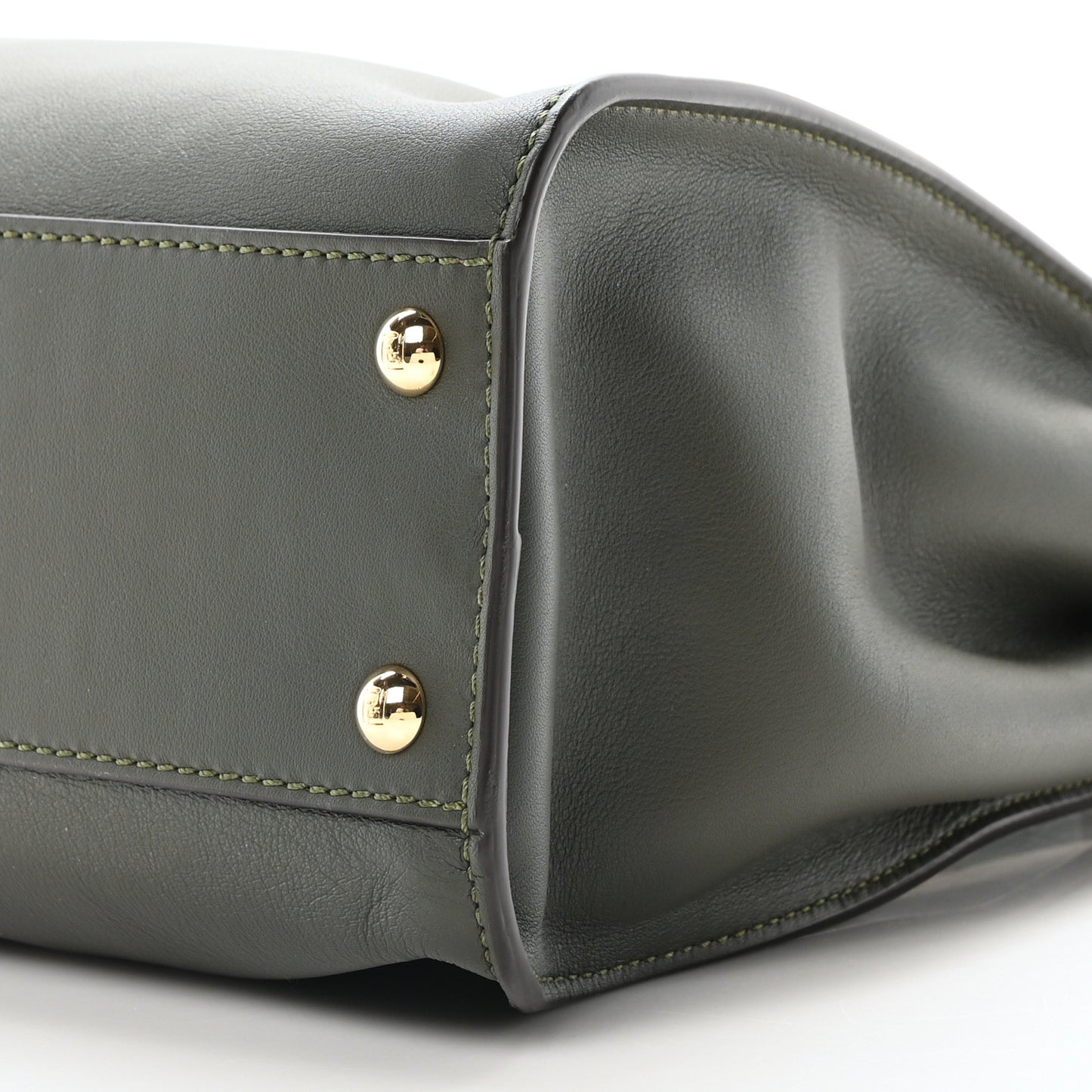 Vitello Seta Shiny Nappa Medium Peekaboo Iconic Satchel Verde Prato Makeup