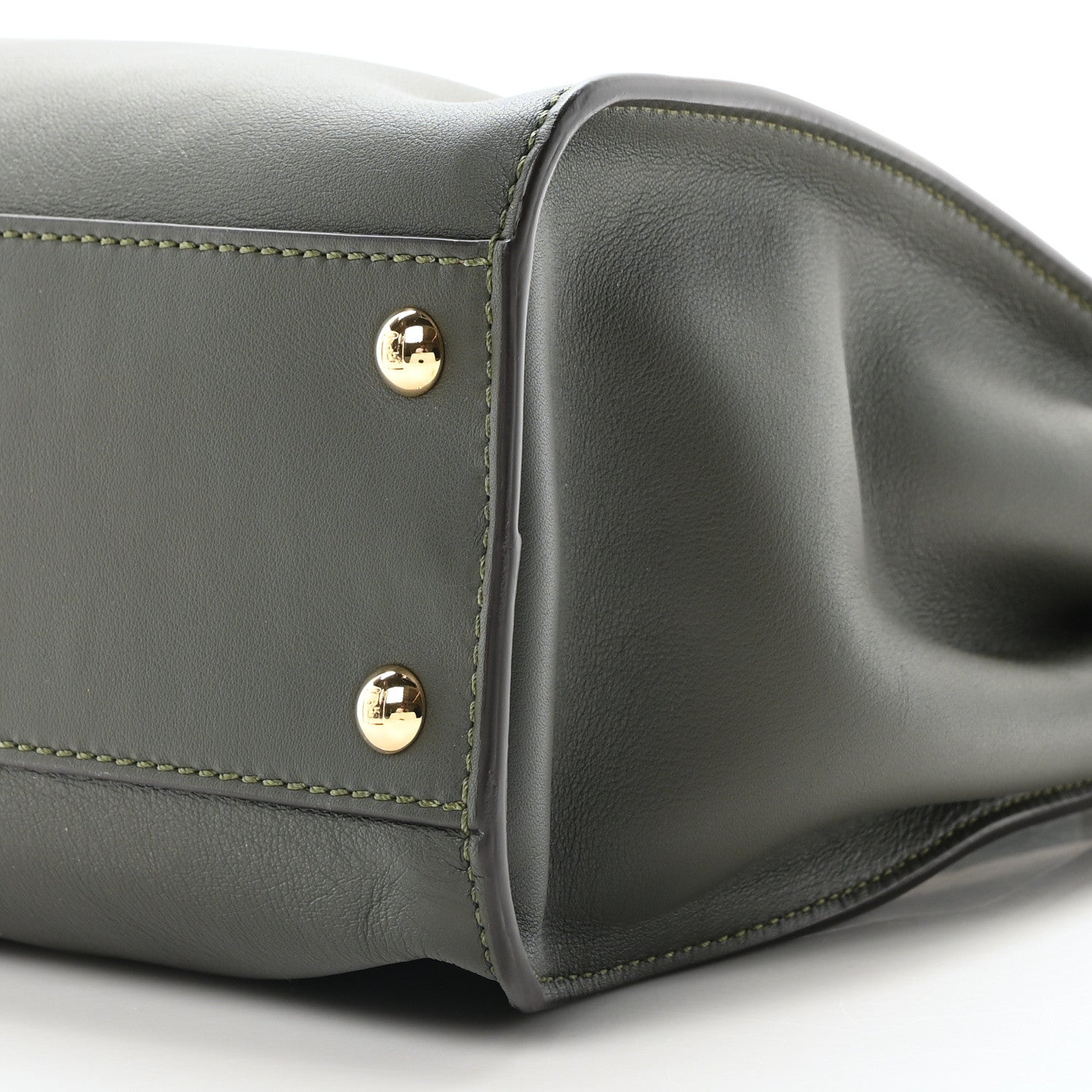 Fendi Vitello Seta Shiny Nappa Medium Peekaboo Iconic Satchel Verde Prato Makeup 10 of 10
