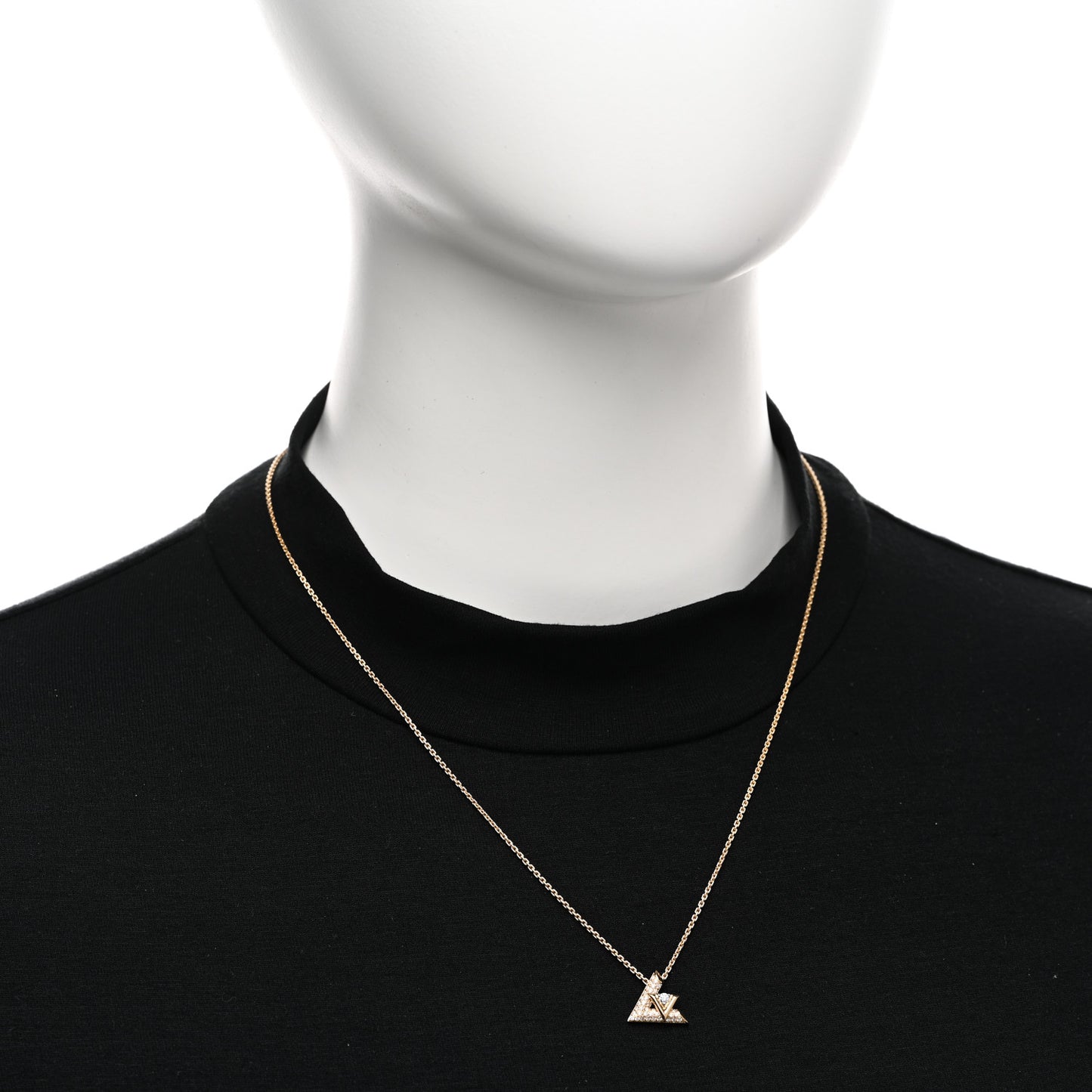 18K Yellow Gold Diamond LV Volt One Pave Pendant Necklace