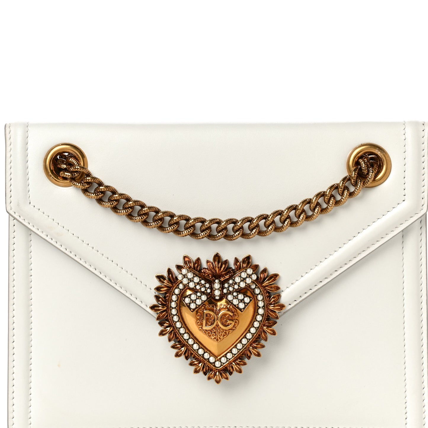 Smooth Calfskin Medium Devotion Crossbody Bag White