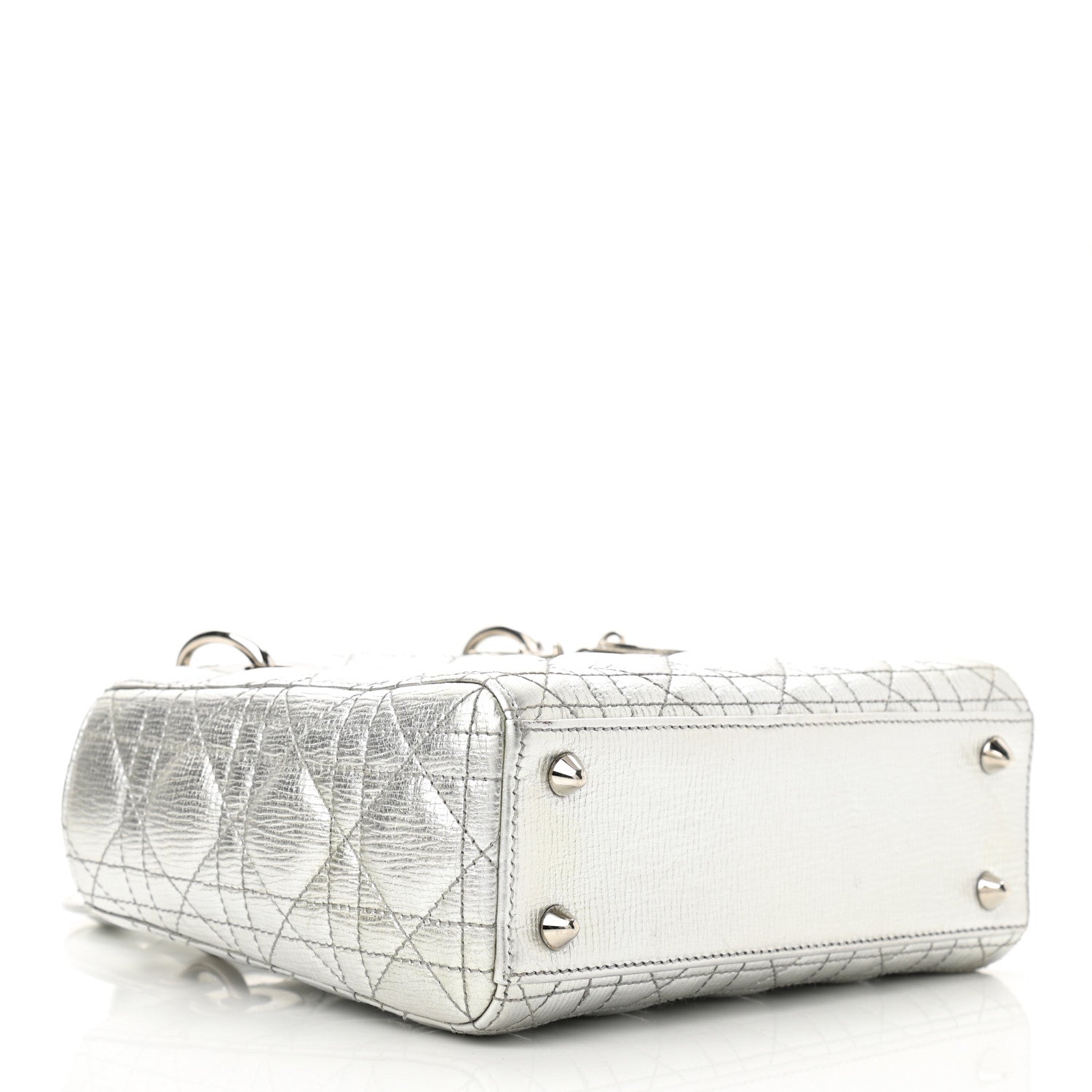 Christian Dior Metallic Grained Calfskin Cannage Small Lucky Badges My Lady Dior Silver 4 of 11