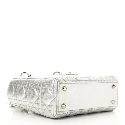 Christian Dior Metallic Grained Calfskin Cannage Small Lucky Badges My Lady Dior Silver 4 of 11