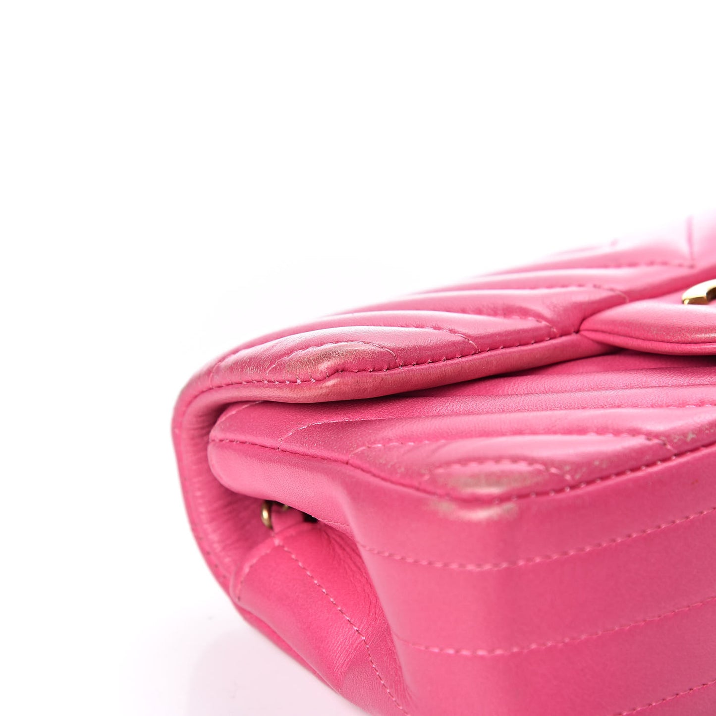 Lambskin Chevron Quilted Extra Mini Flap Dark Pink