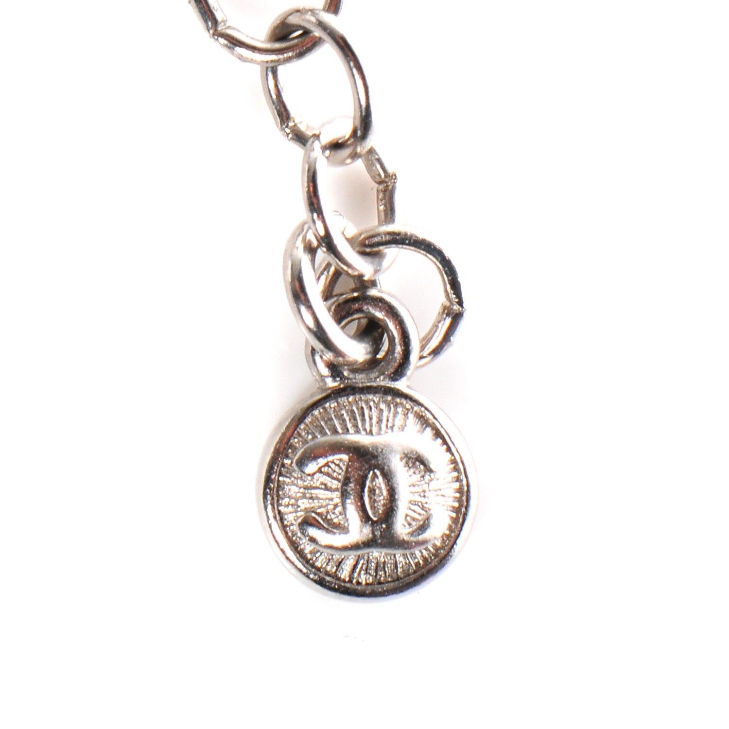 Chanel Crystal Pearl CC Long Necklace Silver 5 of 7