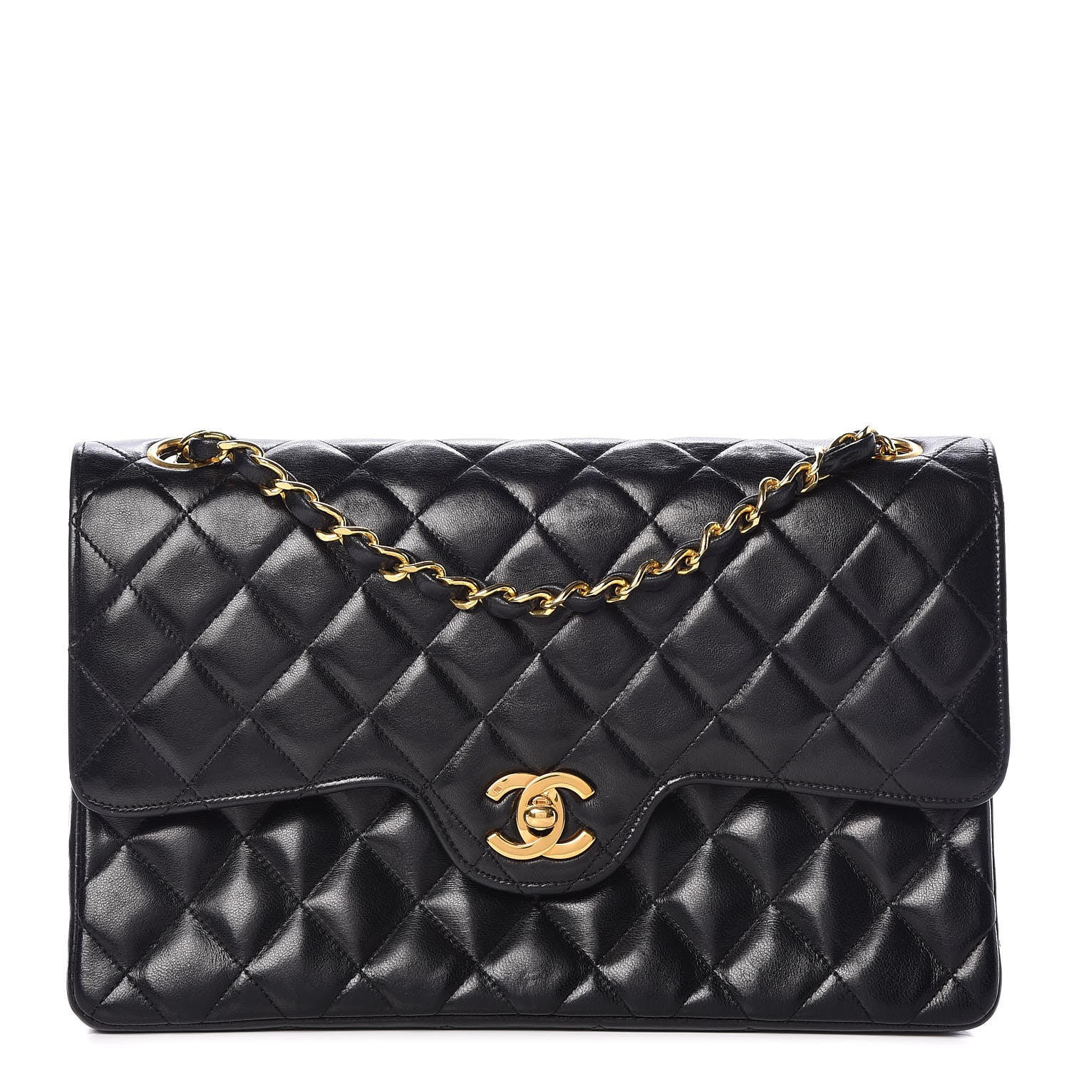 Chanel Lambskin Quilted Medium Double Flap Black 1 of 8