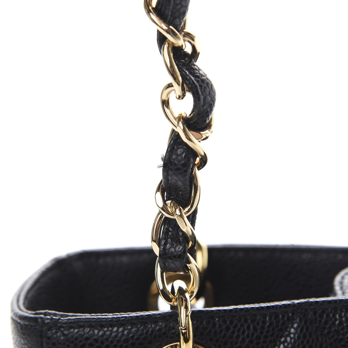 Caviar Quilted Petit Shopping Tote PST Black