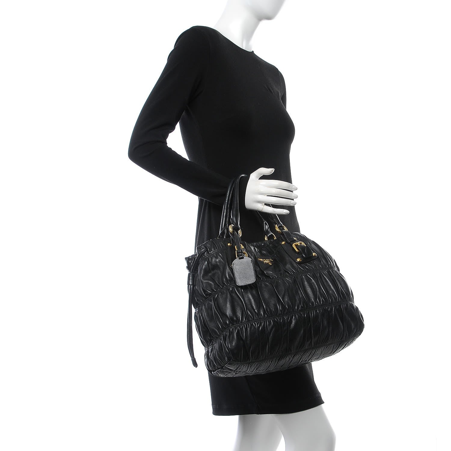 Prada Nappa Gaufre Tote Black 3 of 17
