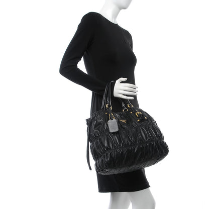 Prada Nappa Gaufre Tote Black 3 of 17