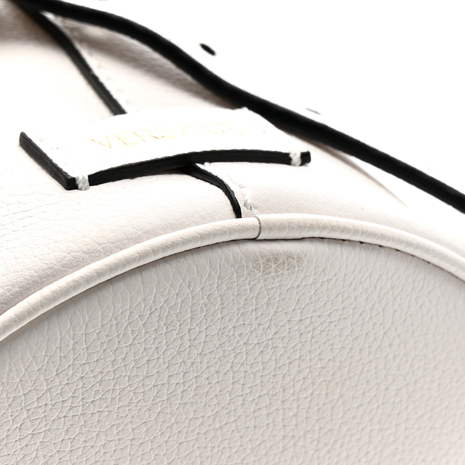 Versace Grained Calfskin La Medusa Drawstring Bucket Bag Optical White 11 of 11
