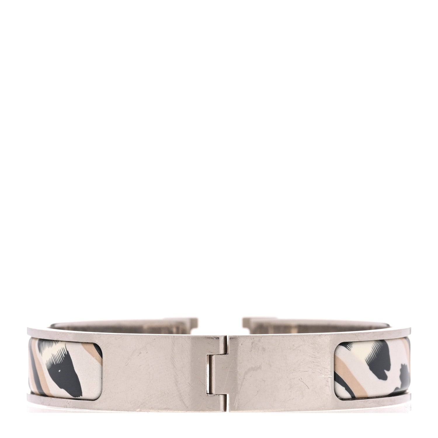 Hermes Enamel Printed Le Chat Carre Narrow Clic Clac H Bracelet PM Lumière 3 of 4