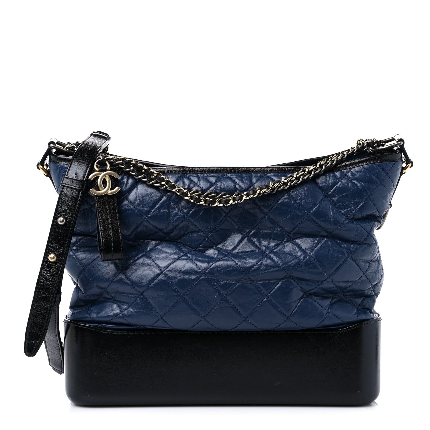 Chanel Aged Calfskin Quilted Large Gabrielle Hobo Navy Black 1 of 15
