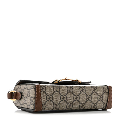Gucci GG Supreme Monogram Mini Horsebit 1955 Shoulder Bag Beige Brown Sugar 4 of 10