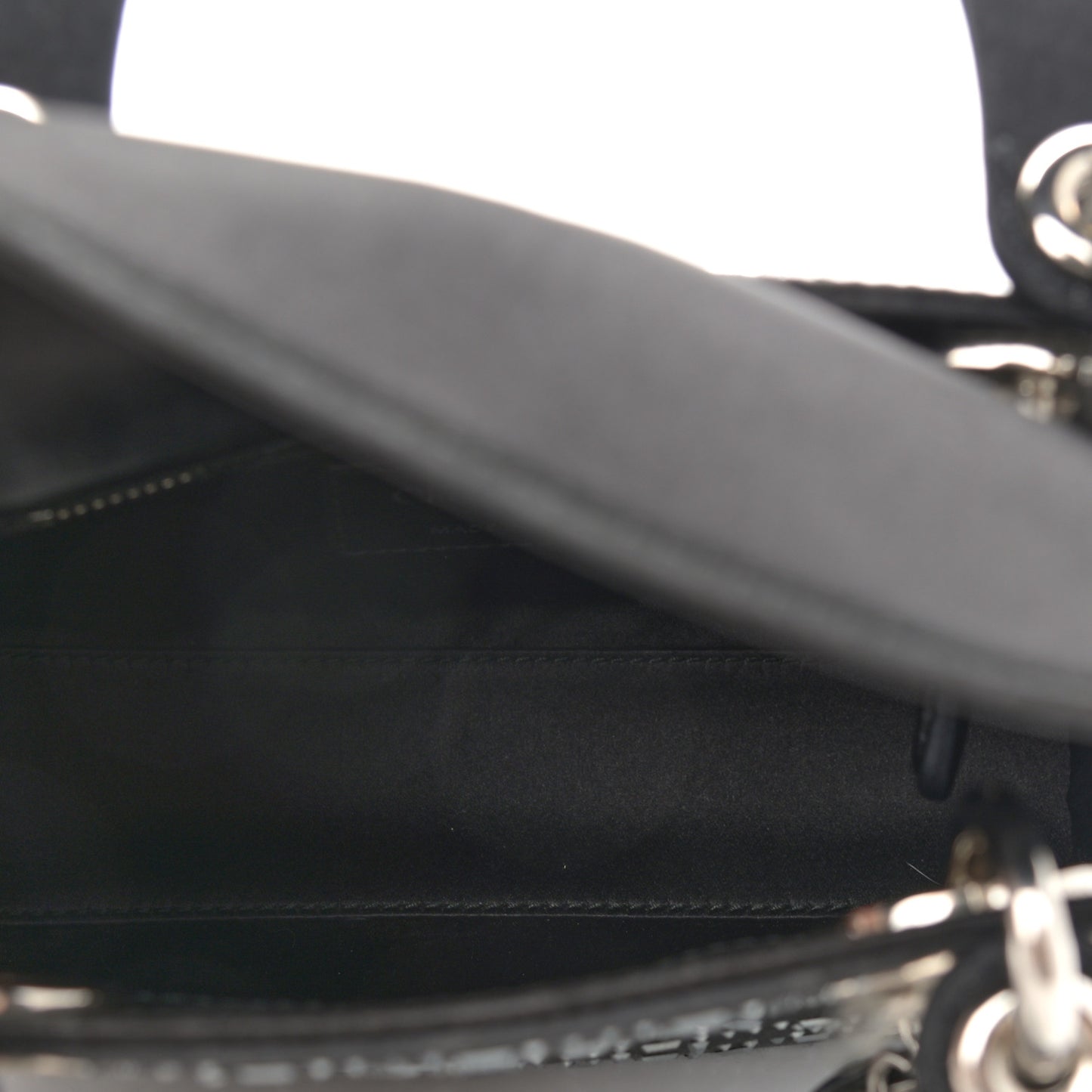 Satin Crystal Cannage Mini Lady Dior Black