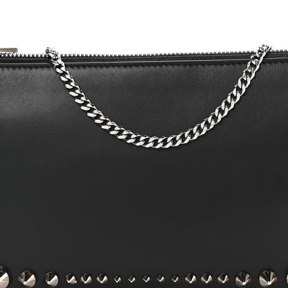 Christian Louboutin Calfskin Paris Spiked Loubila Chain Clutch Black 7 of 9