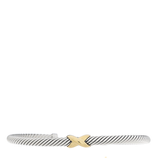 Sterling Silver 18K Yellow Gold 4mm X Station Cable Bracelet