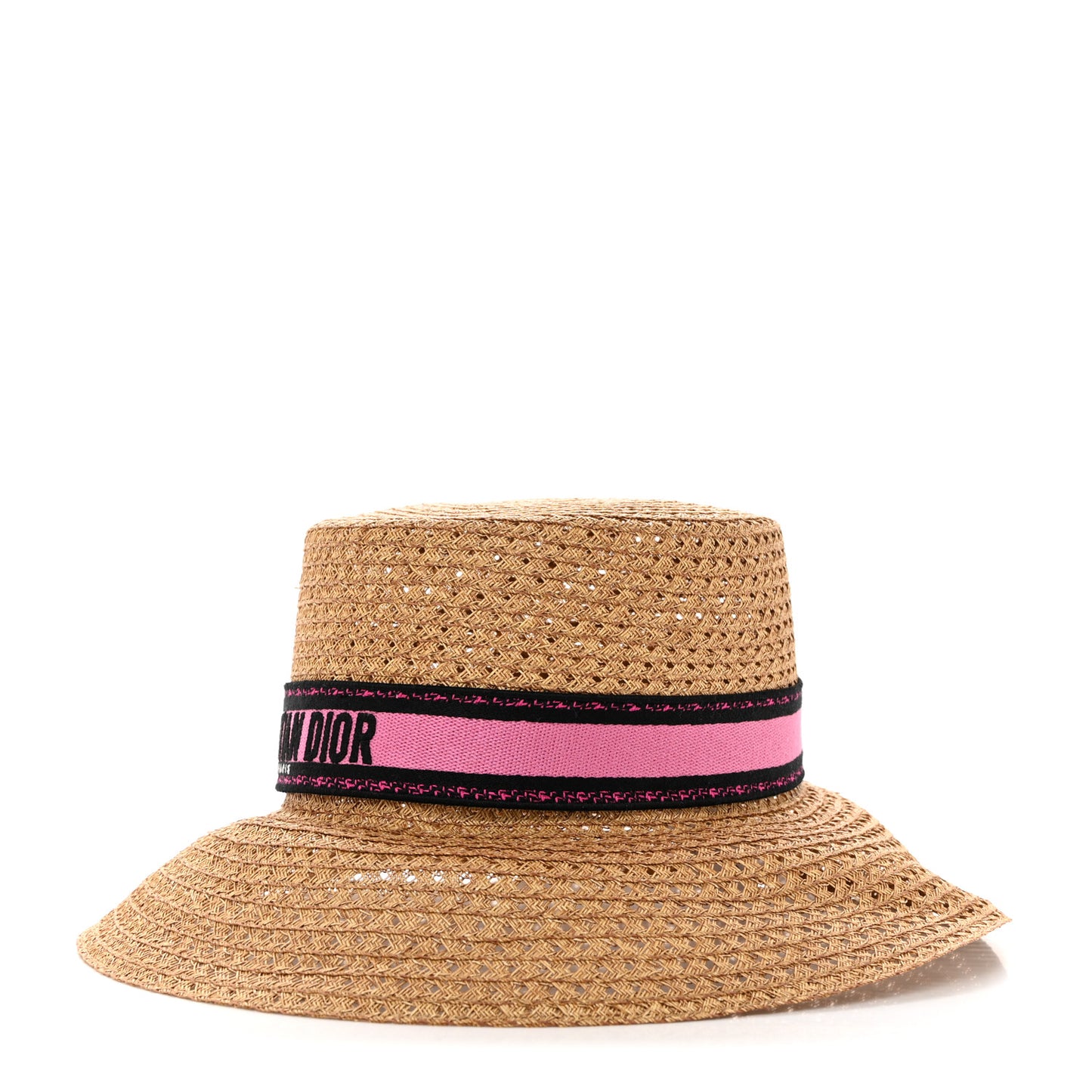 Straw Embroidered D-Bobby Large Brim Hat 58 Fuchsia