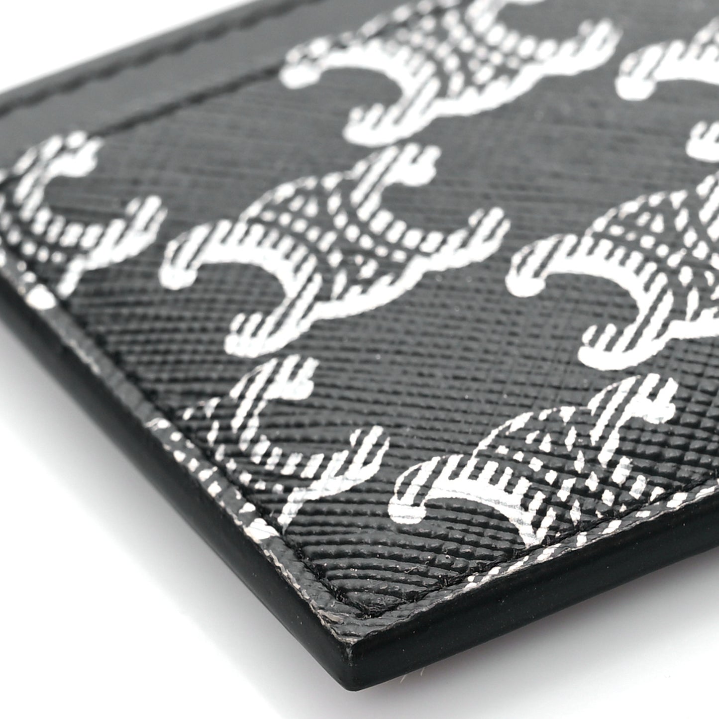 Triomphe Canvas Card Holder Silver Black