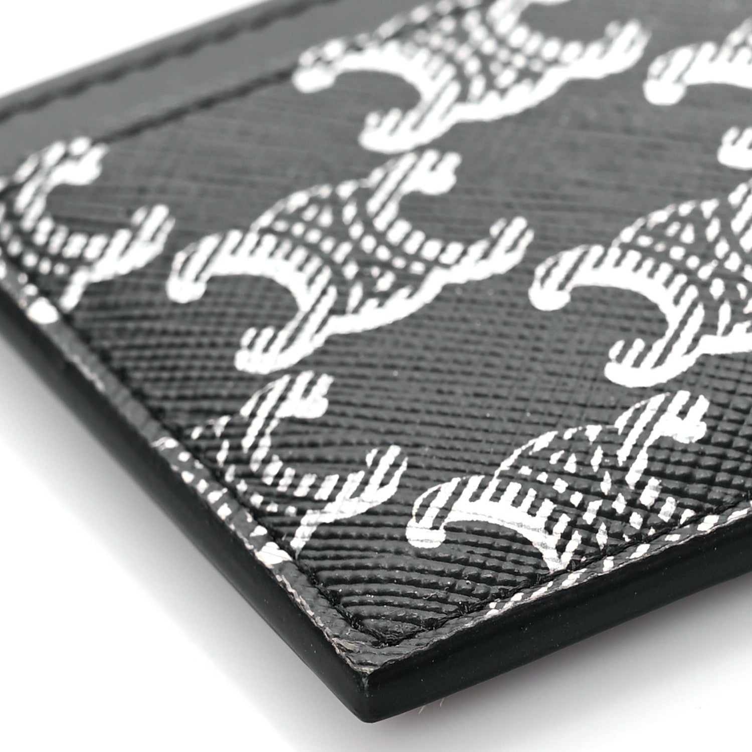 Celine Triomphe Canvas Card Holder Silver Black 7 of 9