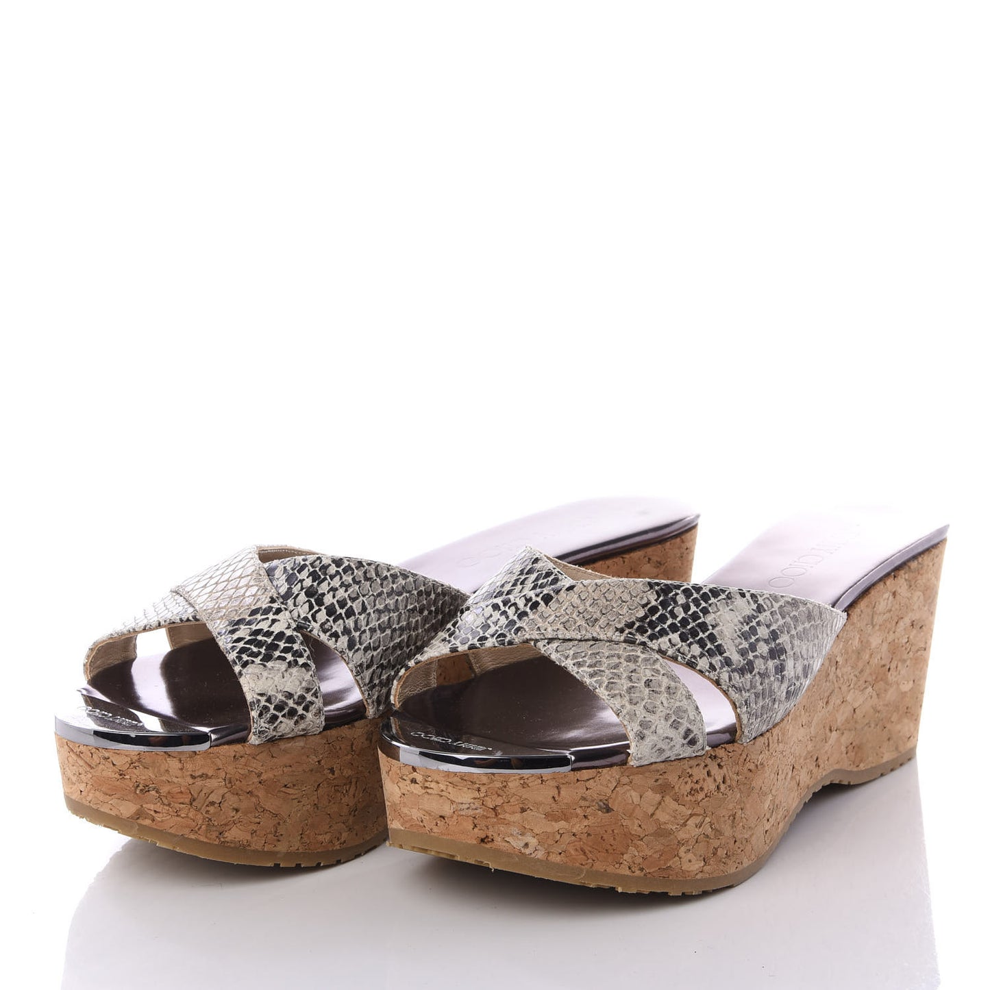 Snakeskin Prima Cork Wedge Sandals 38 Natural