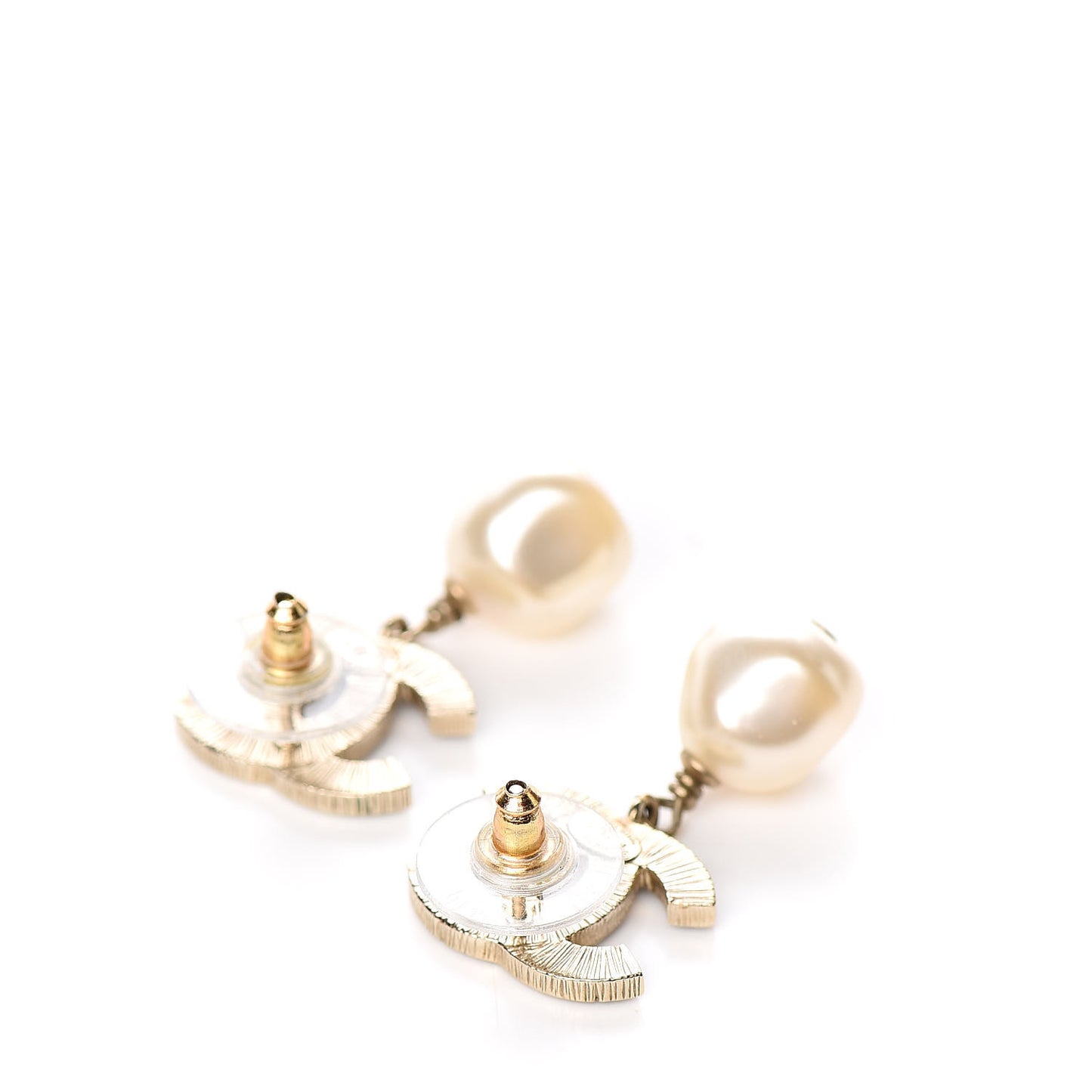 Pearl Enamel CC Drop Earrings Black