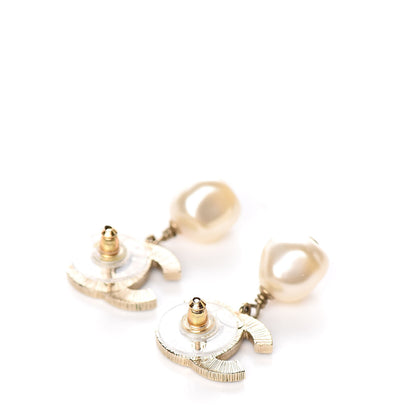 Chanel Pearl Enamel CC Drop Earrings Black 3 of 5