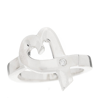 Tiffany Sterling Silver Diamond Paloma Picasso Loving Heart Ring 49 5 1 of 6