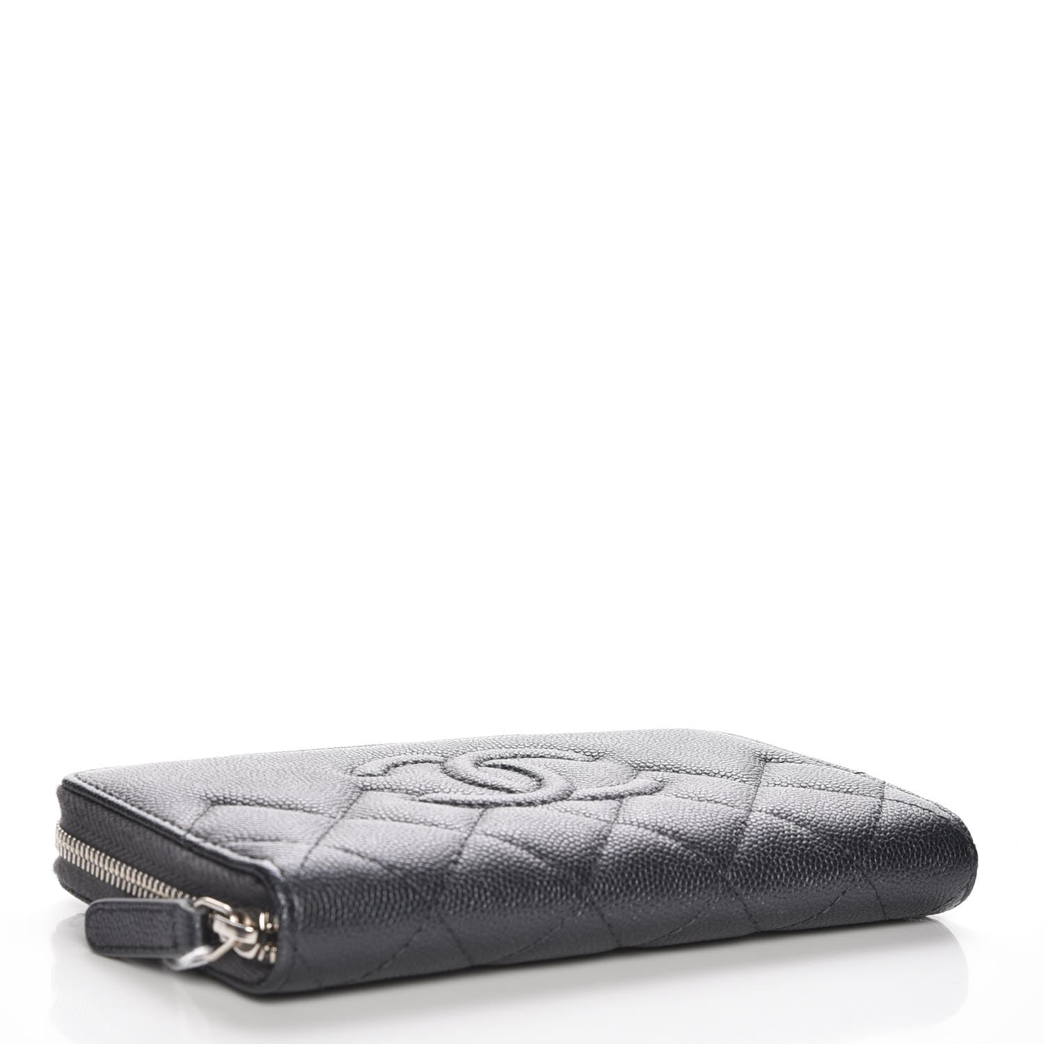 Chanel Metallic Caviar Quilted Medium Maxi CC Zip Around Wallet Black 4 of 9