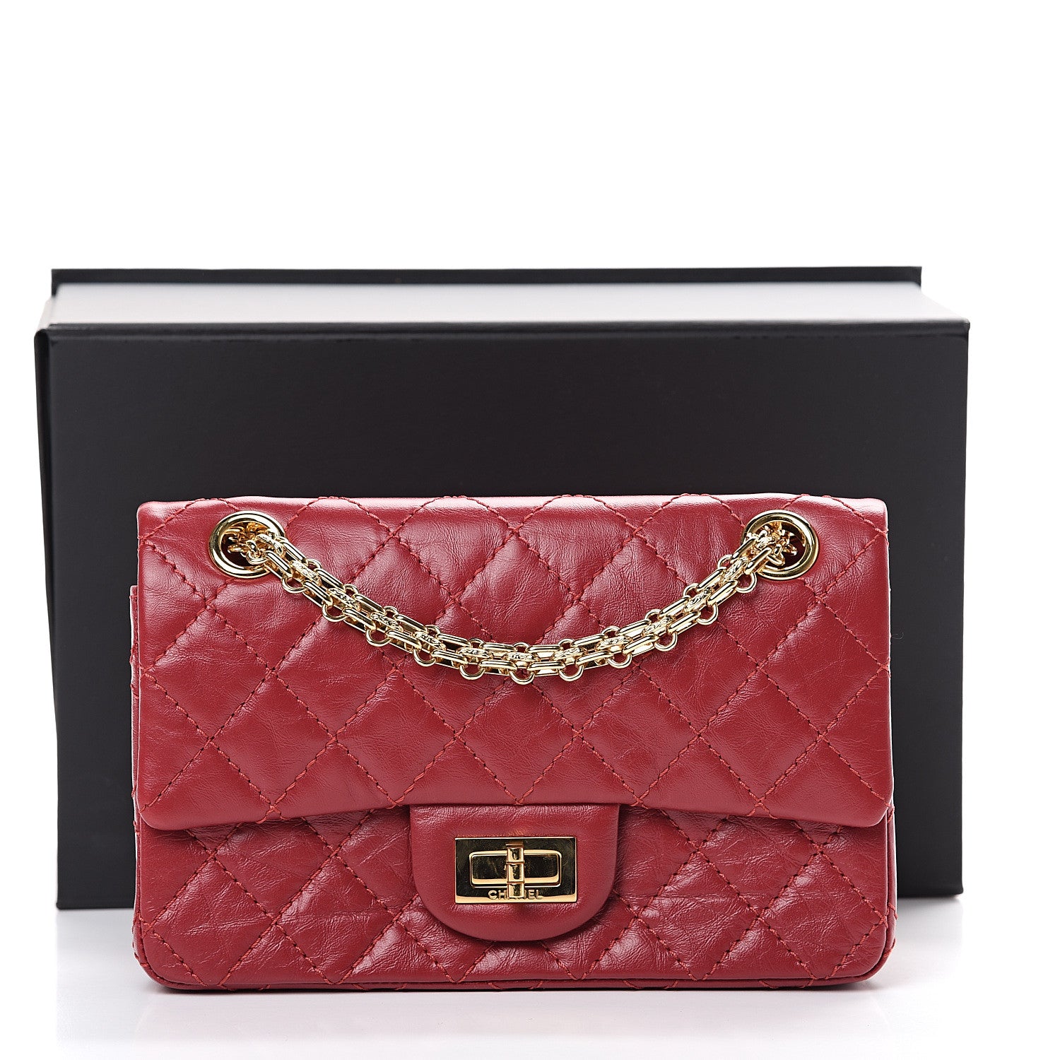 Chanel Aged Calfskin Quilted 2.55 Reissue Mini Flap Red 11 of 11