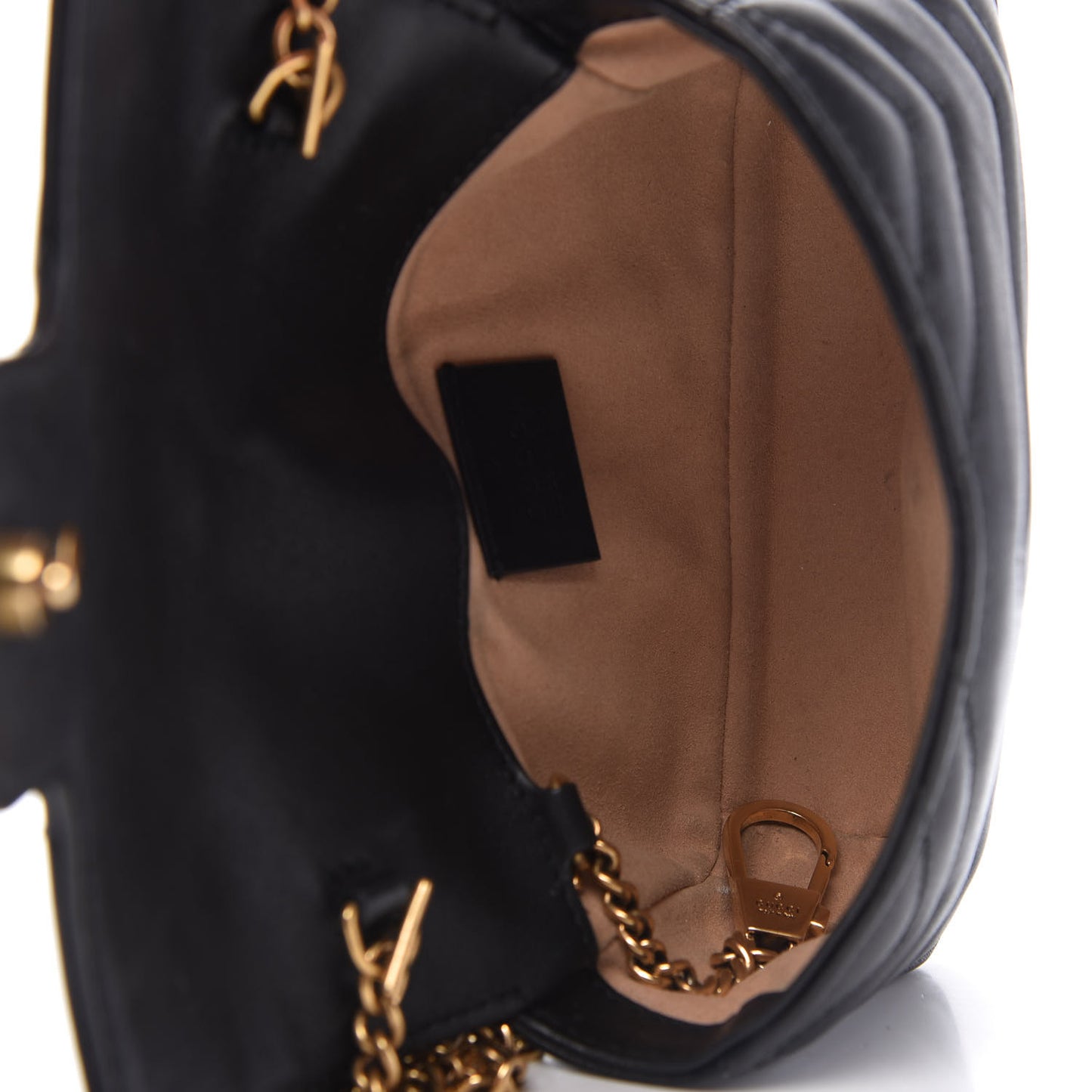 Calfskin Matelasse Super Mini GG Marmont Shoulder Bag Black