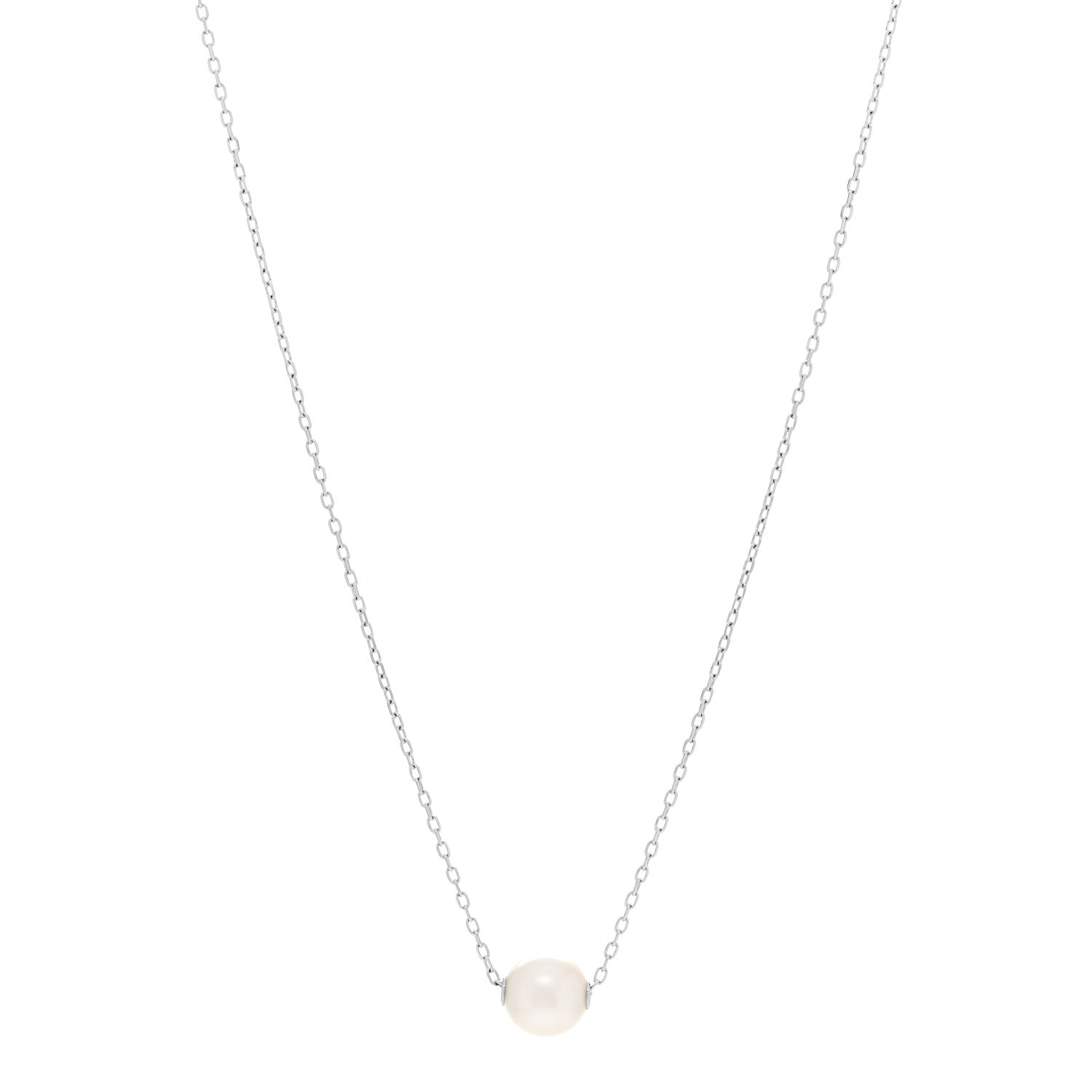 Mikimoto 18K White Gold Akoya Cultured Pearl 8-8.5mm Single Pendant Necklace 1 of 5