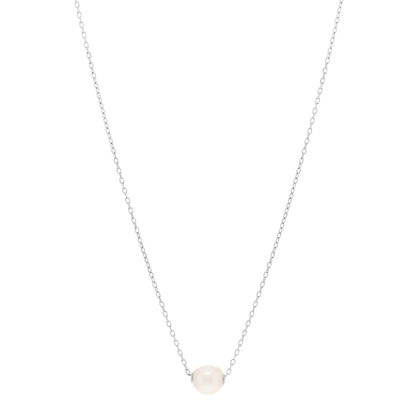 Mikimoto 18K White Gold Akoya Cultured Pearl 8-8.5mm Single Pendant Necklace 1 of 5