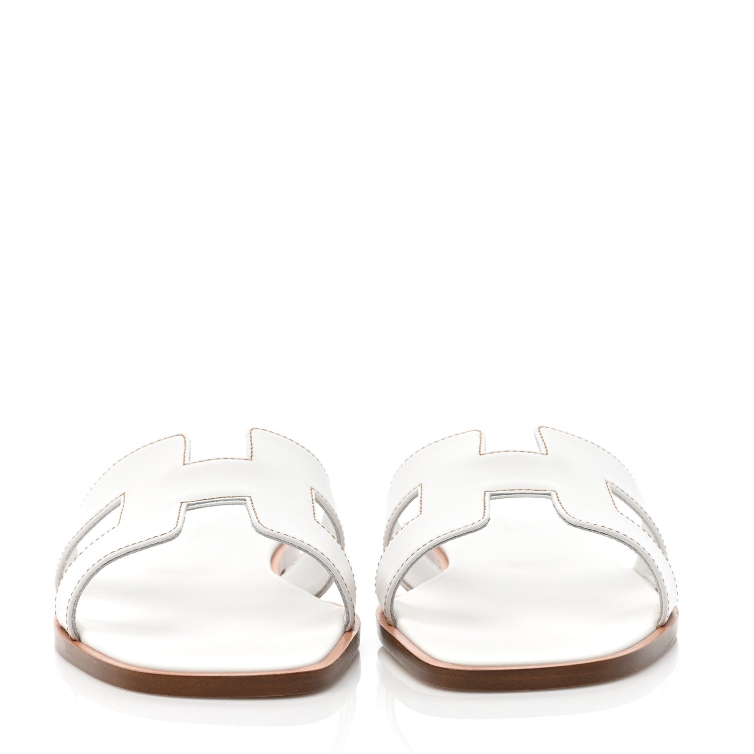 Hermes Box Calfskin Oran Sandals 38.5 White 2 of 8