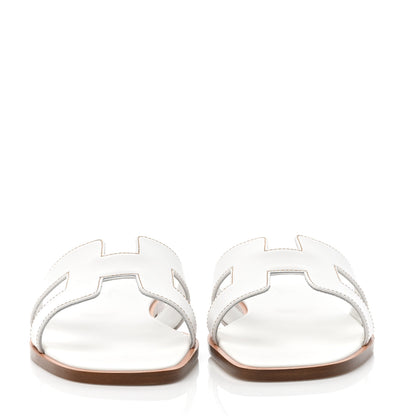 Hermes Box Calfskin Oran Sandals 38.5 White 2 of 8